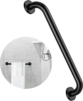 ZUEXT 16 Inch Oil Rubbed Black Stainless Steel Shower Grab Bar, Bathroom Safety Hand Rail, 500 Lbs Pull Force, Concealed Mount, Modern Sleek Style