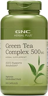 GNC Herbal Plus Green Tea Complex 500mg Supplement, Vegetarian, Supports Metabolism, 200 Servings