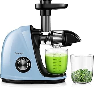 Slow Masticating Juicer with 2-Speed Modes - Cold Press Juicer Machine - Quiet Motor & Reverse Function - Easy to Clean Juicer Extractor - Juice Recipes for Fruits & Vegetables (Light Blue)