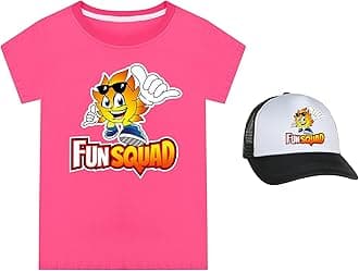 Boys Girls Fun Squad Merch T Shirt and Snapback Cap Cotton Tshirt Kids Hat Short Sleeve Unisex Birthday Clothes Gift for Child
