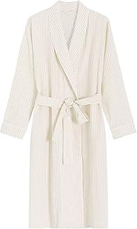 Women's Seersucker Robe Cotton Bathrobe with Pockets