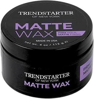 TRENDSTARTER - MATTE WAX (4oz) - Firm Hold - Matte Finish - Water Based All-Day Hold Hair Styling Pomade – Flake-Free Styling Wax for All Hair Types