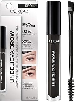 Unbelieva-Brow Longwear Waterproof Tinted Brow Gel, Smudge-resistant, Transfer- Proof, Quick Drying, Easy and quick application with precise brush, Black, 0.15 fl. oz.