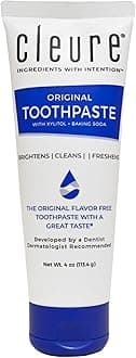 Cleure Original Natural Toothpaste - Taste-Free, Fluoride Free - Helps Whitening - With Xylitol for Fresh Breath - Natural Great Taste for Children & Adults - Mint Free (4 oz Tube)