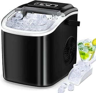 BREAK HEAD Ice Maker Machine, 6 Mins 9 Bullet Ice Cubes, ice Maker Machine Self Cleaning Ice Machine with Ice Scoop and Basket 2 Sizes Home Kitchen Office