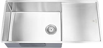 Franke Stainless Steel Kitchen Sink, Single Bowl with Drain Board, Square Shape, 42 x 18 inches