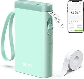 Nelko Label Maker Machine with Tape, P21 Portable Bluetooth Label Printer, Wireless Handheld Sticker Maker Mini Label Makers with Multiple Templates for Organizing Storage Barcode Office Home, Green