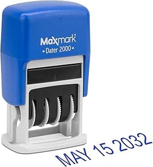 MaxMark Dater 2000, Self Inking Small Date Stamp with Blue Ink