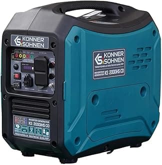 Konner&Sohnen Inverter Generator - 2000 W, Dual Fuel, Lightweight and Portable, Super Quiet with CO Sensor and Fuel-Efficient Technology, LPG/Gas Powered (German brand, model: KS 2000iHS CO)