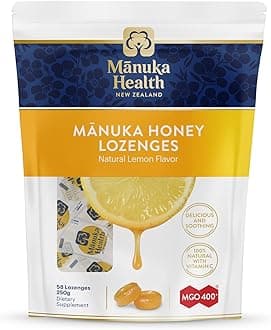 Manuka Honey Lozenges, Natural Lemon, MGO 400+, 58 Lozenges