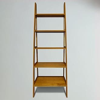 Casual Home 100% Solid Wood 5-Shelf Ladder Bookcase, Standard, 72" H, Chestnut