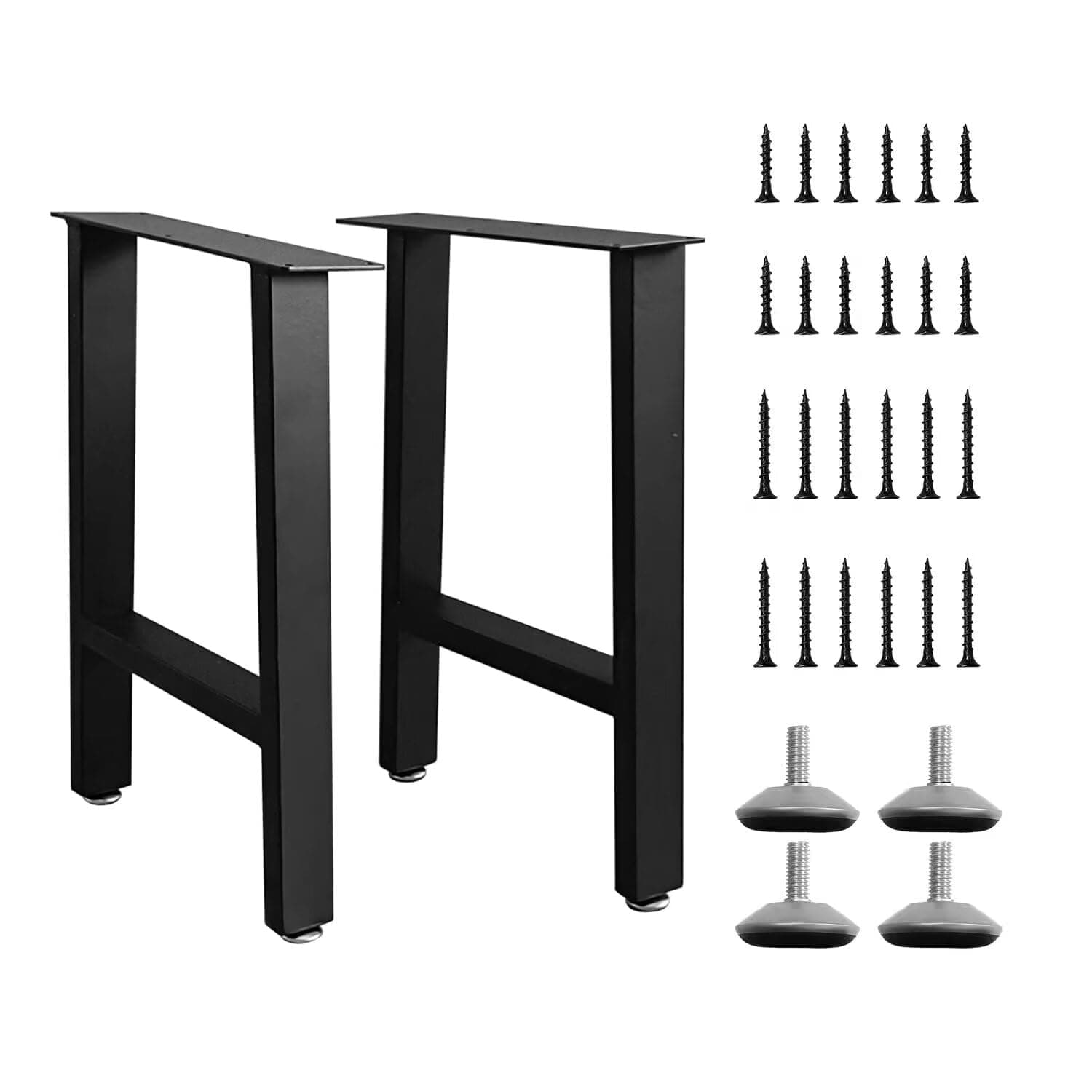 ITeeLas H Bench Legs 16 Inch Metal Coffee End Table Legs, Black Set of 2, 16" H x 11" W