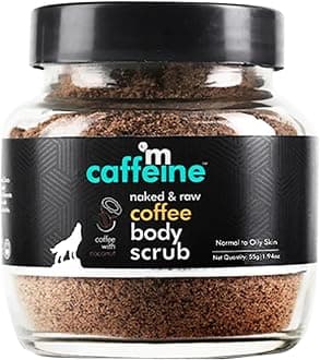 Exfoliating Coffee Body Scrub for Tan Removal & Soft-Smooth Skin | For Women & Men | De-Tan Bathing Scrub with Coconut Oil, Removes Dirt & Dead Skin from Neck, Knees, Elbows & Arms - 1.94 oz