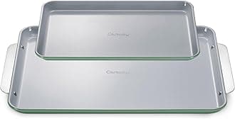 CarawayNon-Stick Ceramic Baking Sheet Duo - Naturally Slick Ceramic Coating - Non-Toxic, PTFE & PFOA Free - 18 x 13" Large & 15 x 10" Medium - Sage
