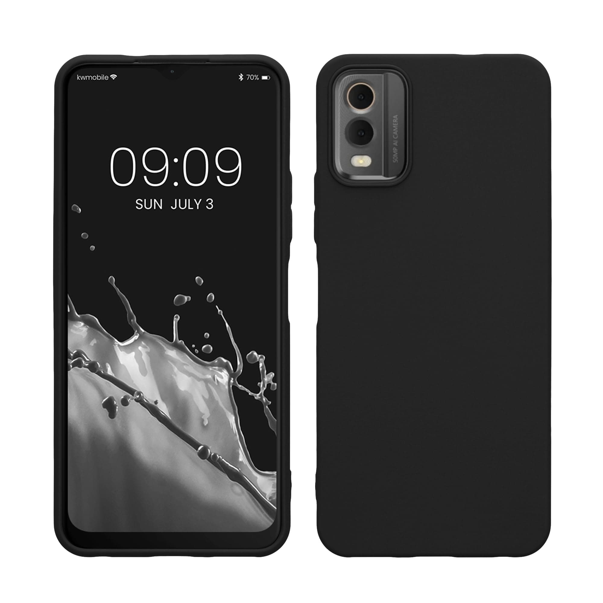 kwmobile Case Compatible with Nokia C32 Case - Soft Slim Protective TPU Silicone Cover - Black