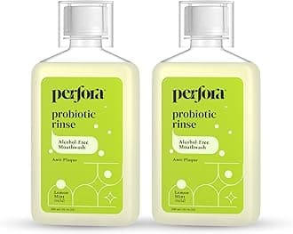 Perfora Lemon Mint Mouth Wash | Mouth Freshener with Probiotics, Hyaluronic Acid, & Vitamin C | No Artificial Flavors & Colors | Alcohol Free | Suitable for Men, Women, Children | Pack of 2 (200ml)