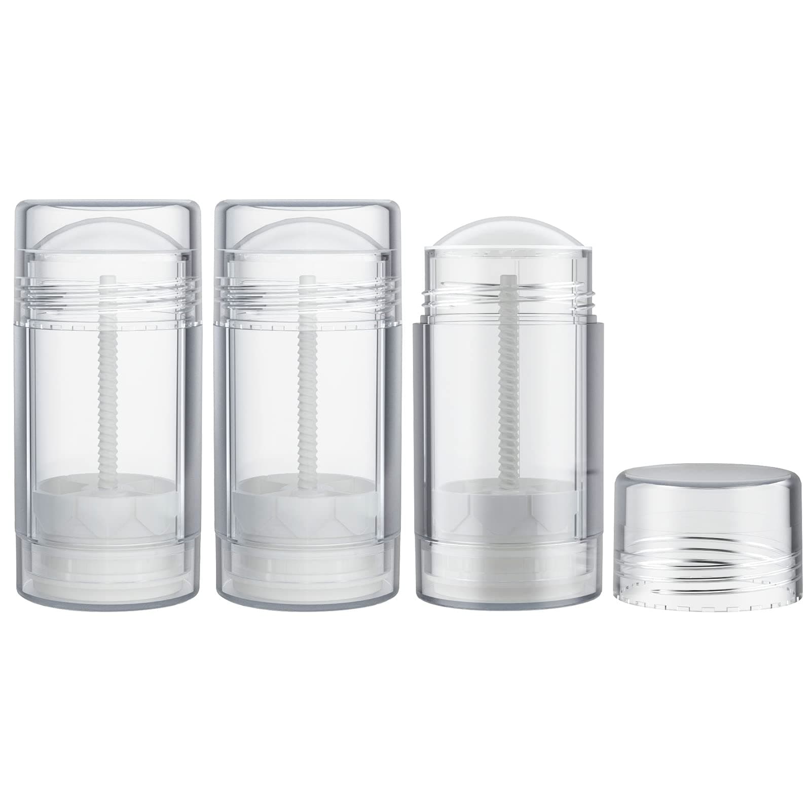 Tekson 2.5oz Empty Refillable Deodorant Containers, 3PCS Twist-UP Containers Tubes, Empty Balm Travel for Lotion Stick(Clear)