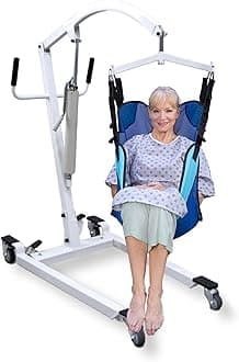 Hydraulic Patient Lift for Home Use with Sling - Portable, Medical Patient Transfer Lift System - Sit to Stand Lift Assist for Elderly - Floor & Fall Elderly Lift - for Car, Wheelchair & Bed