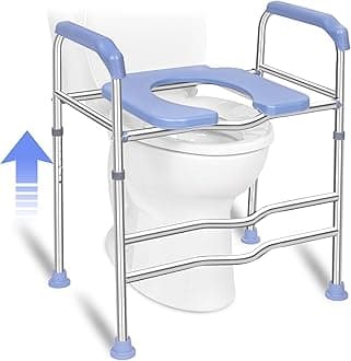 Raised Toilet Seat with Handles and Large Seat, Up to 400lbs Commode Chair for Toilet with Arms, Toilet Seat Risers for Seniors, Disabled and Pregnant, Widen for Fit Any Toilet