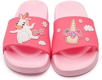 MEMON Toddler Little Kids Dinosaur Beach/Pool/Shower Slides/Anti-Skid Home Bath Slippers/Cute Summer Outdoor Shoes for Girls and Boys