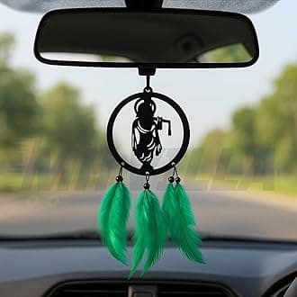 M H Villa Krishna Dream Catcher for Rearview Charm, Spiritual Car Decoration Items Interior Accent, Elegant Car Hanging Accessories Interior for Positive Vibes, Stylish Car Mirror Hanging Gift