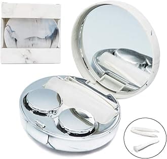 Contact Lens Case, Portable Cute Eye Contacts Colored Lenses Applicator Remover Tool Kit with Mirror Solution Bottle for Travel Daily Outdoor (Silver)