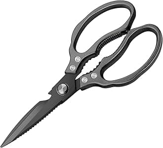 CGBE Kitchen Scissors Heavy Duty, Dishwasher Safe Kitchen Scissors, Multi-Purpose Kitchen Shears for Food, Non Slip Stainless Steel Sharp Cooking Scissors (All Black)