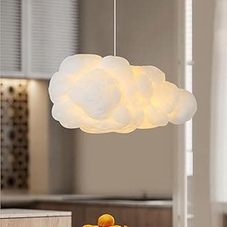 Cloud Pendant Hanging Light Fixture, Modern Fluffy Ceiling Lighting Chandelier, White Lamp Shade Lampshade for Children Girls Kids Living Room (50cmx25cm)