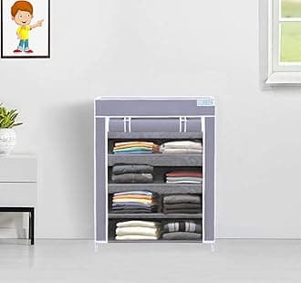 FLIPZON | 4 Shelves Baby Foldable Wardrobe | Non-Woven Fabric Shelves | Grey