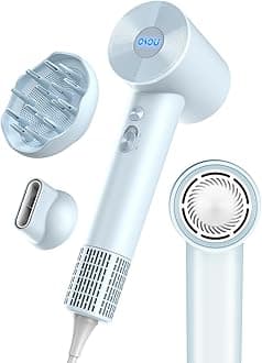 Hair Dryer with Diffuser for Curly Hair, Negative Ionic Hairdryer, High-Speed Blow Dryer with 110, 000 RPM Brushless Motor, Fast Drying Lightweight Travel Hairdryer, Low Noise Quiet Hair Dryers