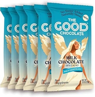 THE GOOD CHOCOLATE – Milk Chocolate Bars with 80% Less Sugar & Lower Net Carbs – Keto Chocolate Bar with Lower Calories, All Natural and Non-GMO Keto Snacks, 2.5 oz (6 Bars Value Pack)