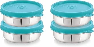 STEELLOCKFlex Stainless Steel Containers Size Slim 350ml x 4 (Turquoise)