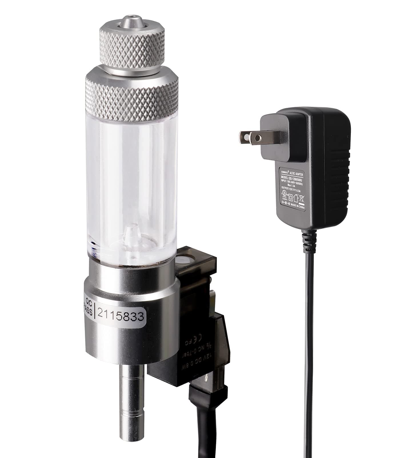 CO2 Bubble Counter with Solenoid Valve and Check Valve for CO2 Generator Regulator Planted Aquarium Quick-Plug Connection