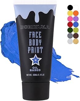 Blue Face Body Paint, Oil-based Cream Painting Kit, Blendable Facepaint for Halloween Avatar Smurf Mystique Cosplay, Costume, Parties, Stage, Theater, SFX Special Effect Makeup（2.1 Fl.oz）