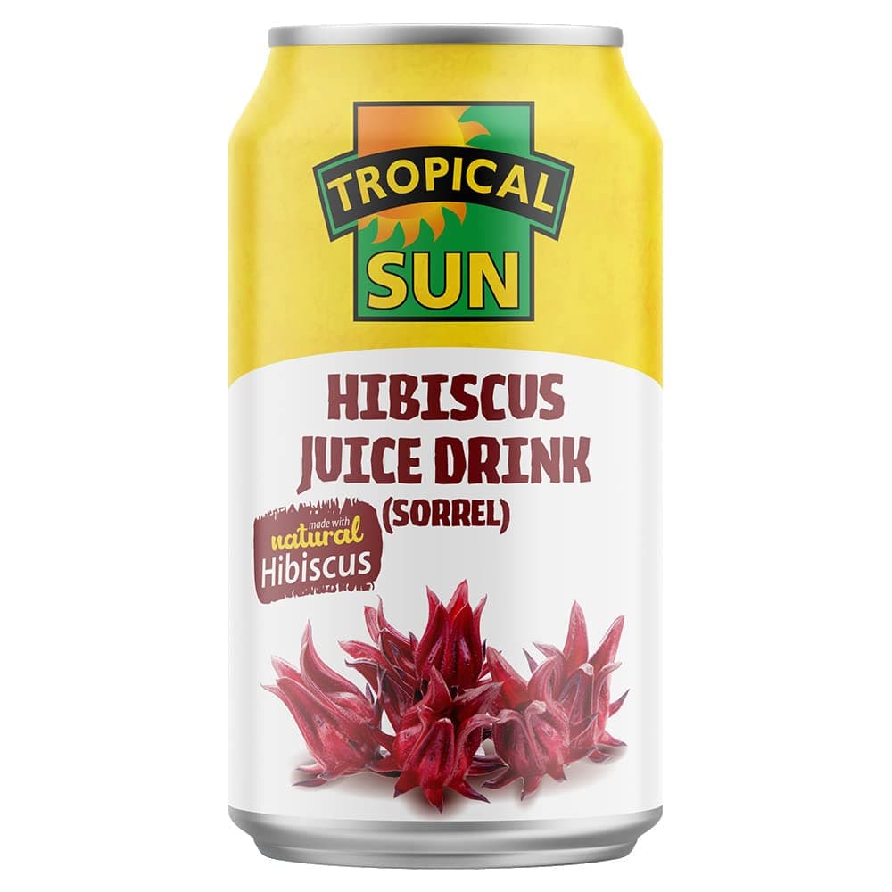 Tropical Sun Hibiscus Juice Drink Made with Natural Hibiscus (Sorrel), 330ml (Pack of 12)