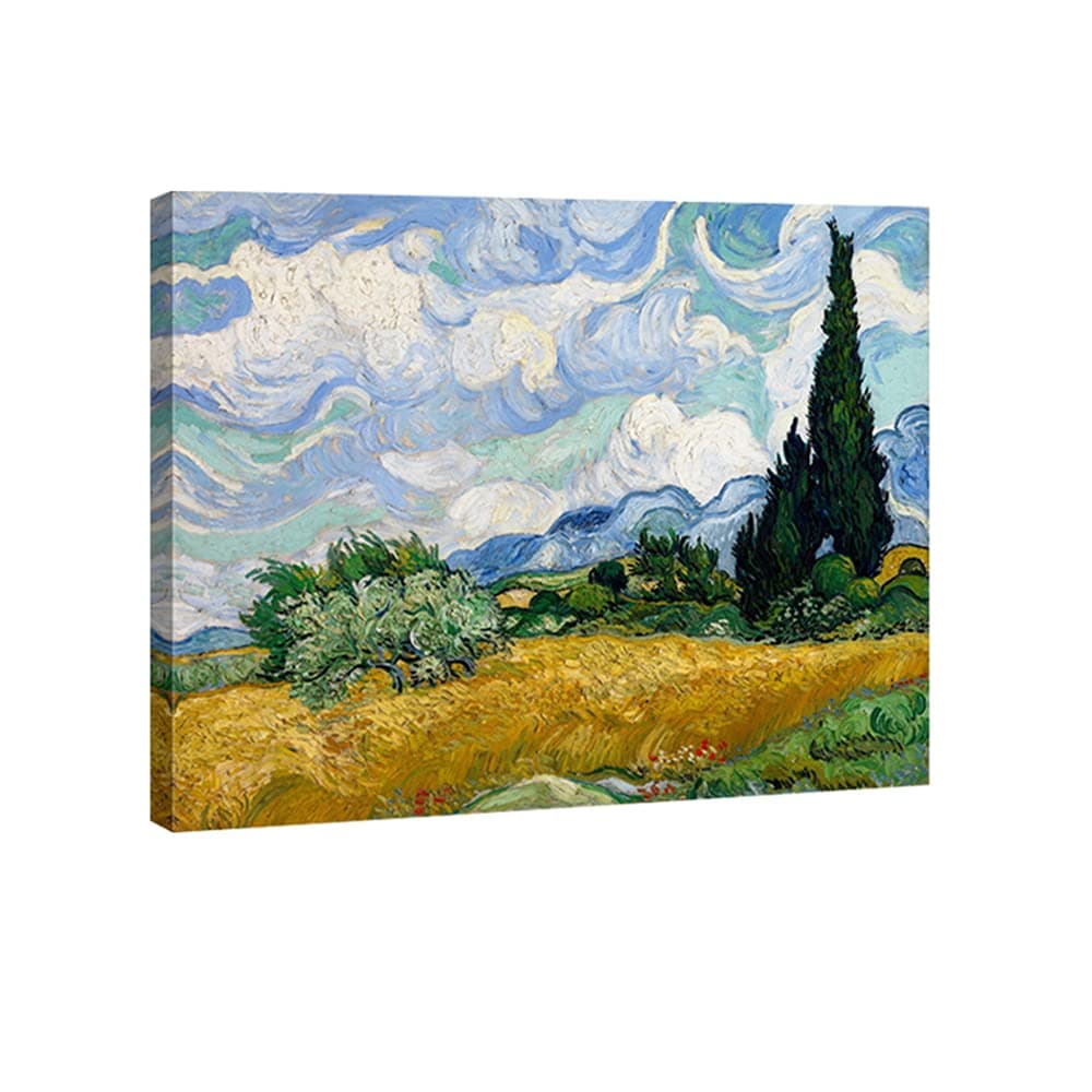 Wheat Field with Cypresses by Van Gogh Famous Oil Paintings Reproduction Modern Landscape Canvas Prints Artwork Pictures on Canvas Wall Art for Home Office Decorations