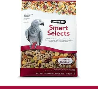 Smart Selects Daily Bird Food for Parrot, Conure, Caique, African Grey, Eclectus, Small Cockatoo, Bird Pellets and Seed Blend, Nutrition for Medium Large Birds, Parrot Food (ML, 4 lbs)