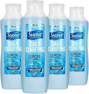 Suave Clarifying Shampoo, Family-Size 4-Pack – pH-Balanced & Hypoallergenic Daily Deep Cleansing Shampoo for Normal to Oily Hair, 22.5 Oz Ea