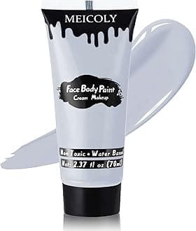 Light Grey Cream Face Body Paint,2.37Oz Large Tube Face Paint Zombie Makeup for Adults and Kids,Professional Face Painting for Halloween SFX Grayscale Homestuck Cosplay Makeup
