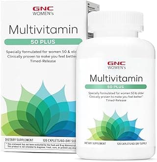 Women’s 50 Plus Multivitamin Caplets, Clinically Proven to Feel Better, Vitamin D-3, Immune, Strong Bones, Memory, Mental Sharpness, Vision, Biotin, Timed Release, 120 ct, 60 svgs