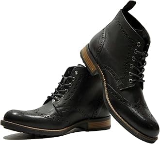 Hx London LEATHER BROGUE LACE-UP BOOT FOR MEN