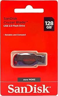 SanDisk Cruzer Blade USB Flash Drive, 128 GB, Black/Red (SDCZ50-128G-A46)