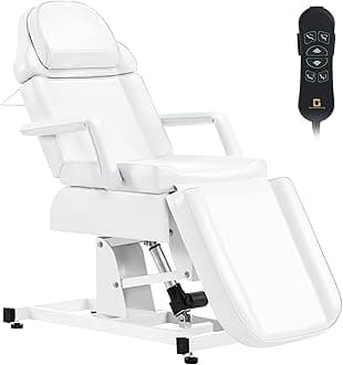 BarberPub Fully Electric Facial Bed with 3 Motor for Esthetician, Electric Tattoo Chair for Client, Facial Bed for Esthetician, Electric Adjustment 2751 (White)