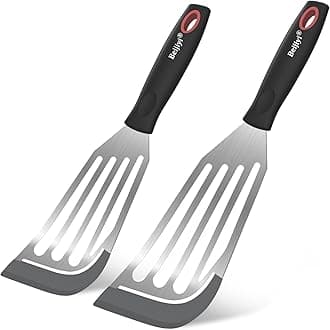Beijiyi Heat Resistant Silicone Fish Spatulas, 2-Piece Slotted Fish Turner Spatula Set for Non Stick Frying Pan, Kitchen Cooking Utensils Flexible Thin Egg Flipper, 12.3" & 10.6", Gray Silicone Edge