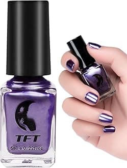 Metallic Nail Polish Mirror Nail Varnish,Quick Drying Metal Effect Nail Art Polish, Purple Plating Metallic Nail Polish No UV Needed, Magic Mirror Gel Nail Polish For Chrome Nail (8-Purple)