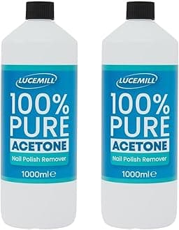 Lucemill 100% Pure Acetone | 2 Litre (2x1L) | Professional Nail Polish Remover for Acrylics, Gel & Glue | Salon Use | UK Made