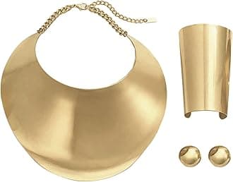 Gold Necklaces for Women Chunky Gold Silver Choker Necklace Statement Egyptian Jewelry for Women Men Gold Costume Jewelry Sets Accessories Gift