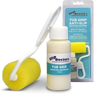 Anti slip Coating for Baths and Showers – Roller Included, Easy Application – Tub Grip by Slip Doctors transparent non slip formula increases traction on fiberglass and acrylic tubs, showers and trays
