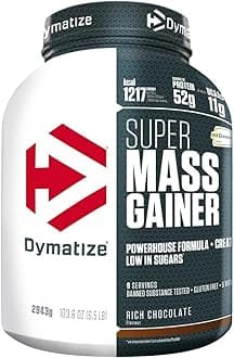 Dymatize Super Mass Gainer Rich Chocolate 2943g - Weight-Gainer Powder + Carbohydrates, BCAAs and Casein