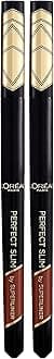 Perfect Slim Liquid Eyeliner, Superliner, Smudge-Proof, Water-Resistant, Intense Matte Colour, Grey (Pack of 2)